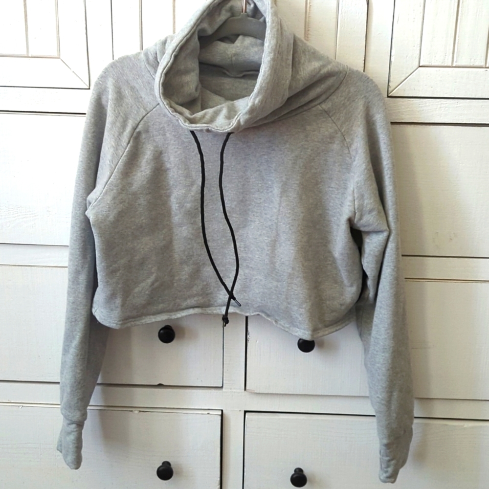 Born Primitive Light Gray Cropped Cowl Neck Pullover
